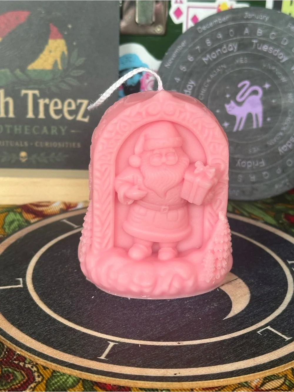Pink Santa Christmas Candle